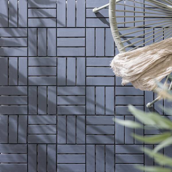 Terrassenfliese Temai 10er-Set Typ B - Akazie massiv - Grau