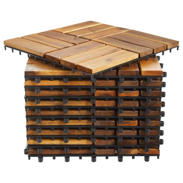 Terrassenfliese Temai 10er-Set Typ B - Akazie massiv - Akazie Hellbraun