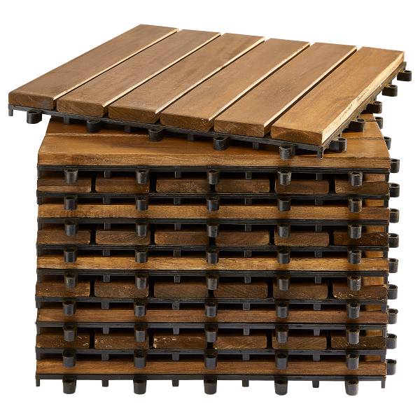 Terrassenfliese Temai 10er-Set Typ A - Akazie massiv - Akazie Braun