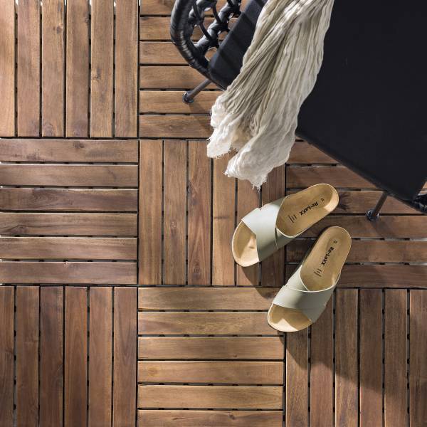 Terrassenfliese Temai 10er-Set Typ A - Akazie massiv - Akazie Braun