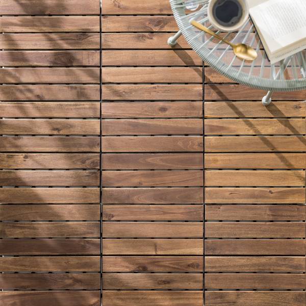 Terrassenfliese Temai 10er-Set Typ A - Akazie massiv - Akazie Braun