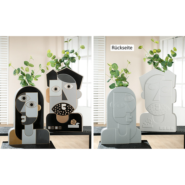 Vase Picasso - Keramik - Weiß / Schwarz