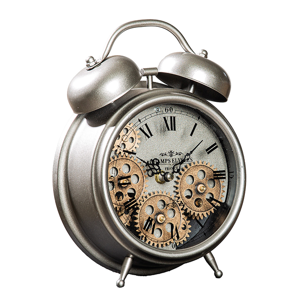 Standuhr Wecker - Eisen - Silber / Gold