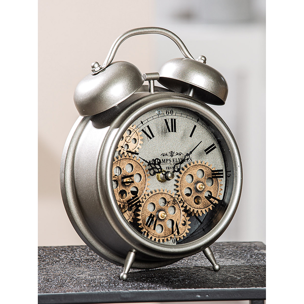 Standuhr Wecker - Eisen - Silber / Gold