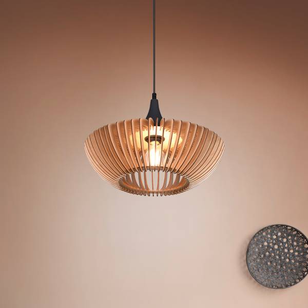 Pendelleuchte Colino - Eisen / Linde - Beige