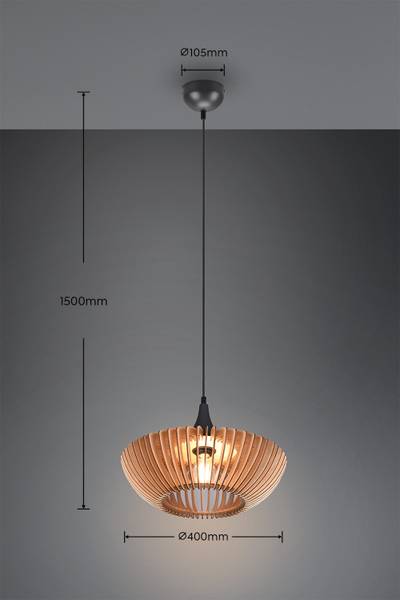 Pendelleuchte Colino - Eisen / Linde - Beige