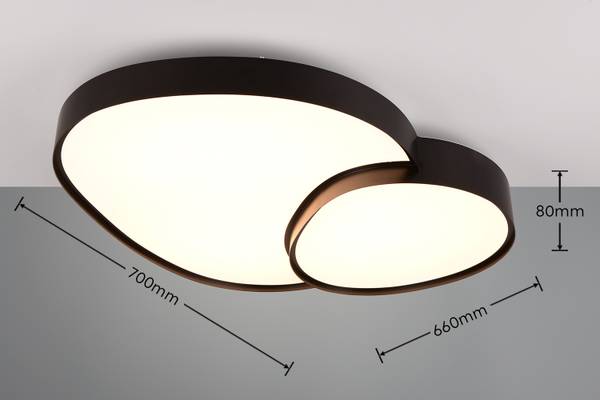 Deckenleuchte Rise - Eisen / Acrylglas - Schwarz - 77 x 64 cm