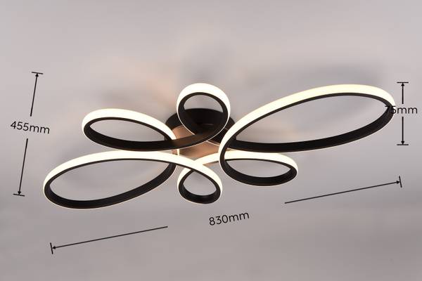 Deckenleuchte Fly Typ B - Eisen - Schwarz - Schwarz