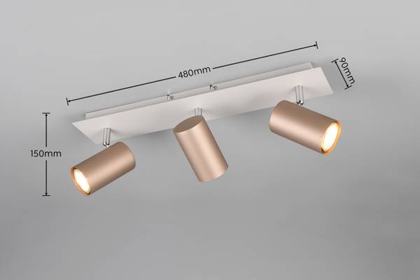 Deckenleuchte Marley Typ A - Eisen - Kupfer - Flammenanzahl: 3