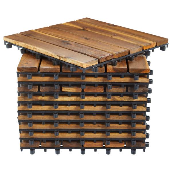 Terrassenfliese Temai 10er-Set Typ A - Akazie massiv - Akazie Hellbraun