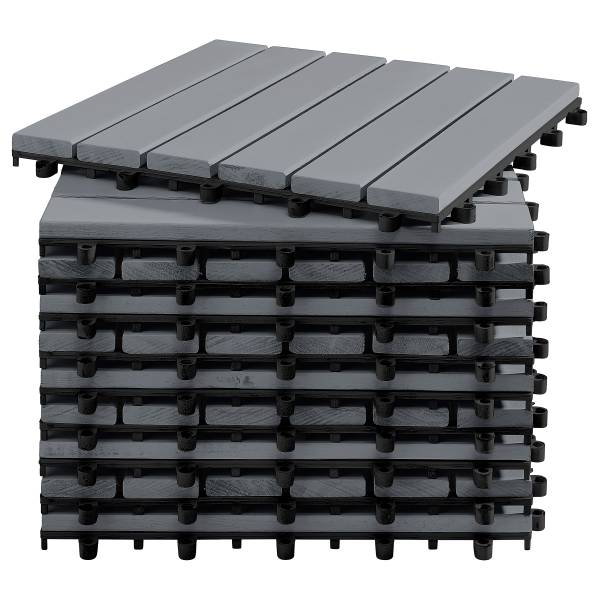 Terrassenfliese Temai 10er-Set Typ A - Akazie massiv - Grau