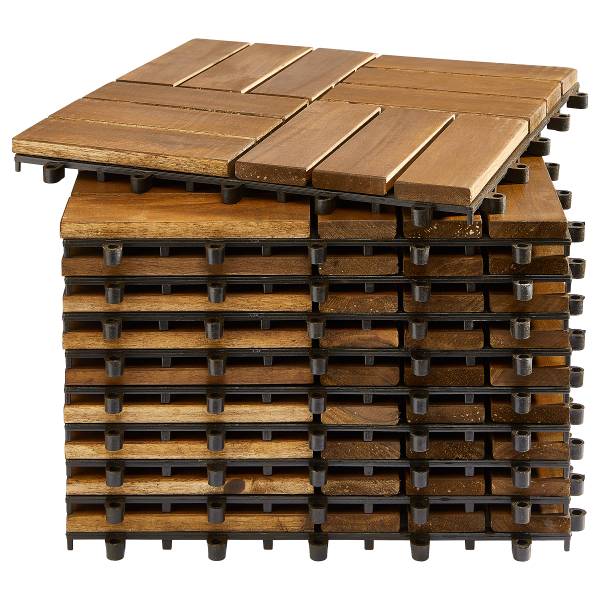 Terrassenfliese Temai 10er-Set Typ B - Akazie massiv - Akazie Braun