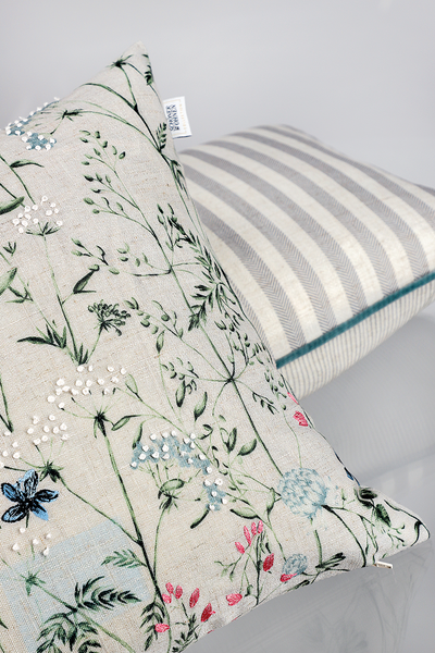 Kissenbezug Herbarium - Polyester / Leinen - Multicolor - 45 x 45 cm