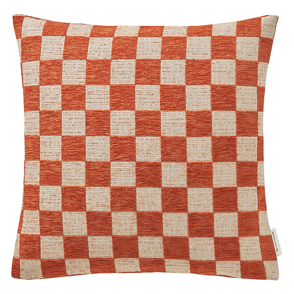 Kissenbezug Checkerbox - Polyester - 45 x 45 cm - Rostbraun