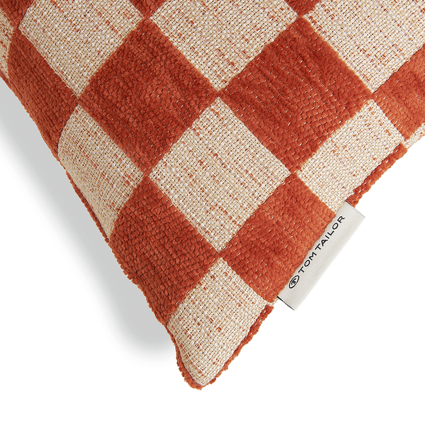 Kissenbezug Checkerbox - Polyester - 45 x 45 cm - Rostbraun
