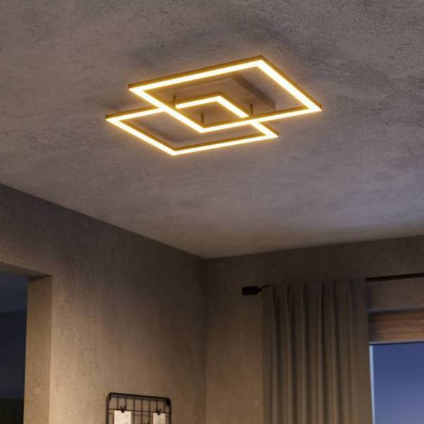 LED-Deckenleuchte Lomaltas-Z - Stahl / Kunststoff - Schwarz / Eiche Dekor