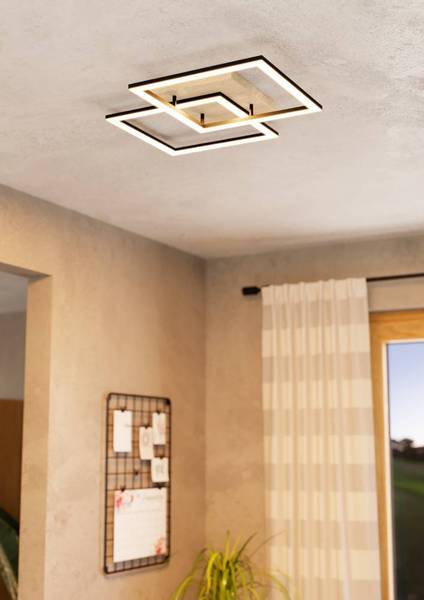 LED-Deckenleuchte Lomaltas-Z - Stahl / Kunststoff - Schwarz / Eiche Dekor