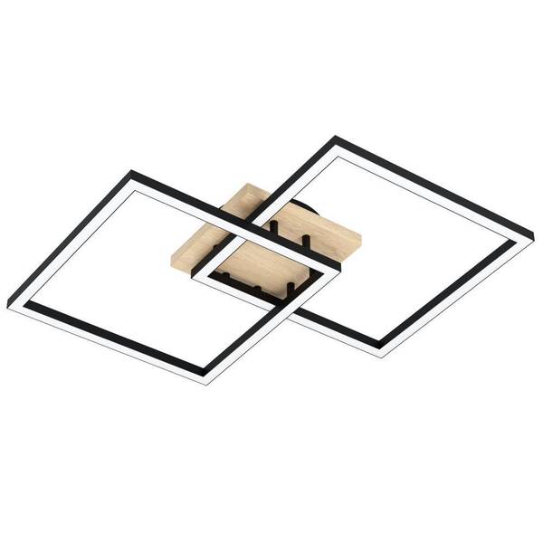 LED-Deckenleuchte Lomaltas-Z - Stahl / Kunststoff - Schwarz / Eiche Dekor