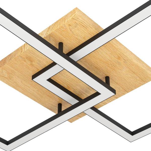 LED-Deckenleuchte Lomaltas-Z - Stahl / Kunststoff - Schwarz / Eiche Dekor