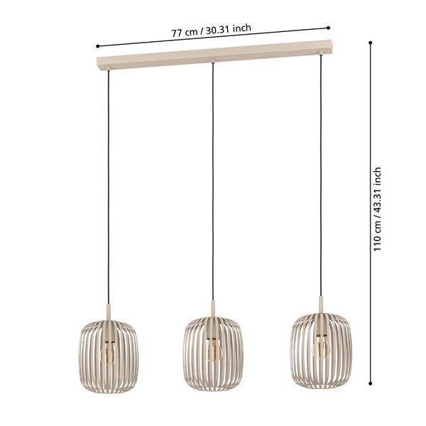 Pendelleuchte Romazzina - Stahl - Beige - 3-flammig