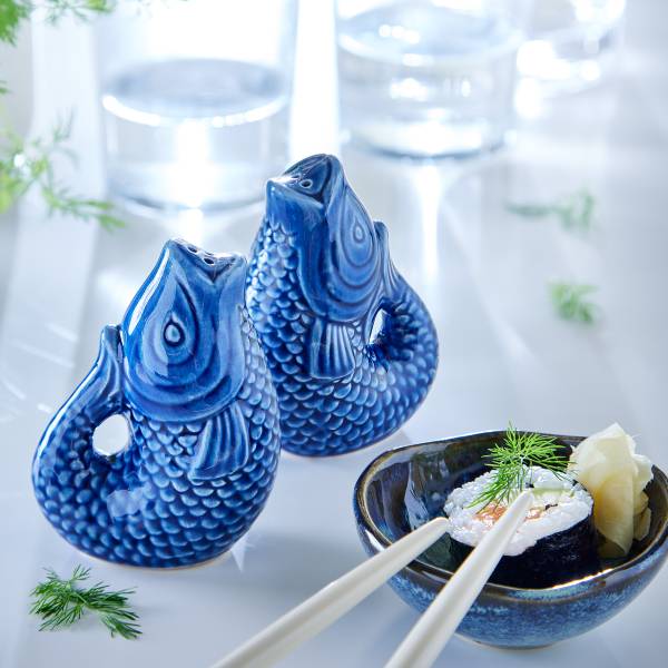 Salz & Pfefferstreuer SALT & PEPPER 2tlg - Dolomit /  Silikon - Blau