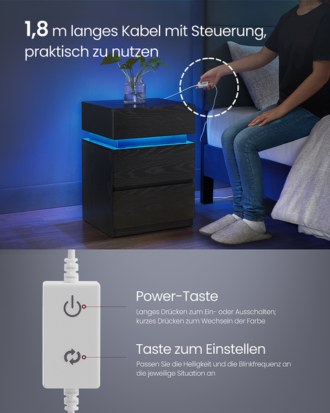 Beleuchtete Nachtkommode Cupra - Schwarz