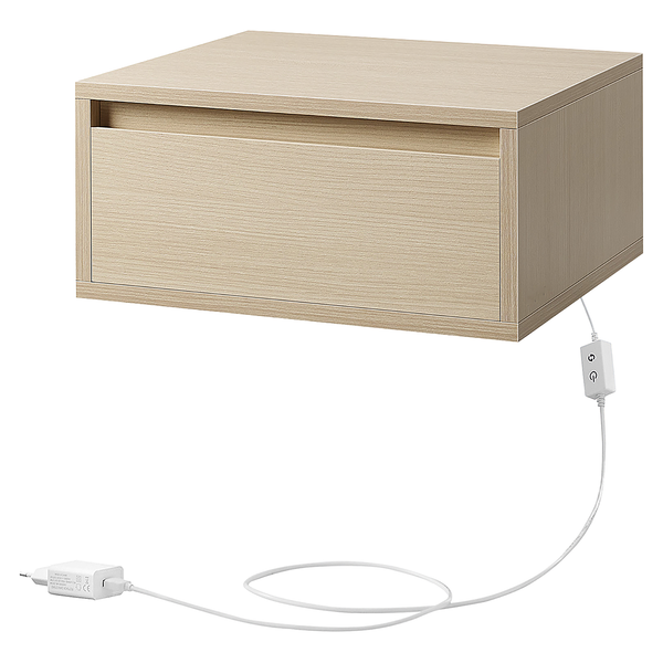 Beleuchtete Hänge-Nachtkommode Punth - Eiche Hell Dekor - 1er Set