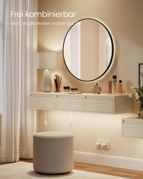 Beleuchtete Hänge-Nachtkommode Punth - Eiche Hell Dekor - 1er Set