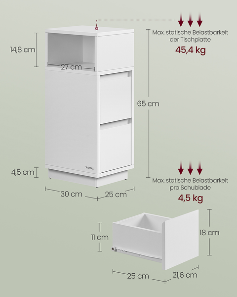 Nachtkommode Dagiri 2er-Set - Weiß