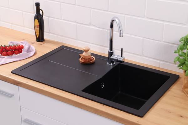 Küchenspüle Portland - Schwarz - Breite: 86 cm