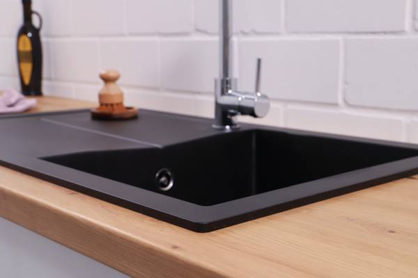 Küchenspüle Portland - Schwarz - Breite: 86 cm