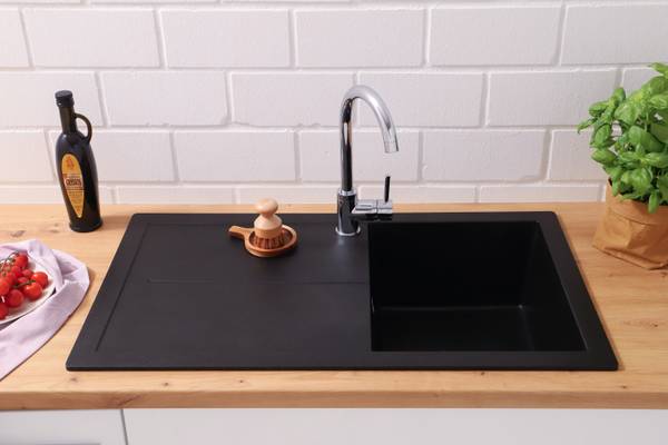 Küchenspüle Portland - Schwarz - Breite: 86 cm