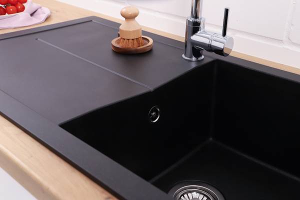 Küchenspüle Portland - Schwarz - Breite: 86 cm