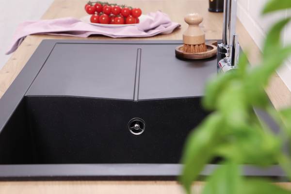 Küchenspüle Portland - Schwarz - Breite: 86 cm