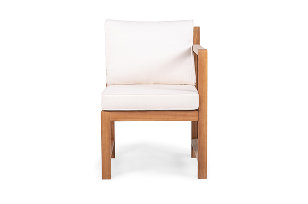 Diningstuhl Bayton mit 1 Armlehne - Akazie massiv / Polyester - Braun / Beige - Armlehne davorstehend rechts