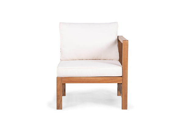 Loungesessel Bayton mit 1 Armlehne - Akazie massiv / Polyester - Braun / Beige - Armlehne davorstehend rechts