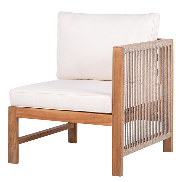 Loungesessel Bayton mit 1 Armlehne - Akazie massiv / Polyester - Braun / Beige - Armlehne davorstehend rechts