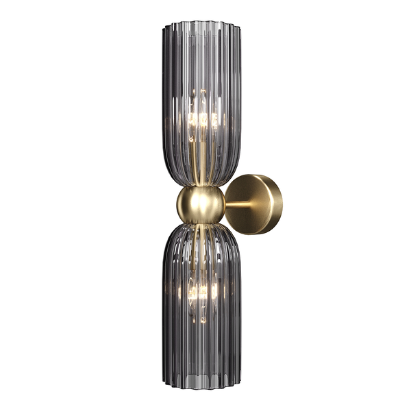 Wandleuchte Antic - Rauchglas / Mischmetall - 2-flammig - Grau