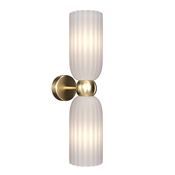 Wandleuchte Antic - Milchglas / Mischmetall - 2-flammig - Weiß