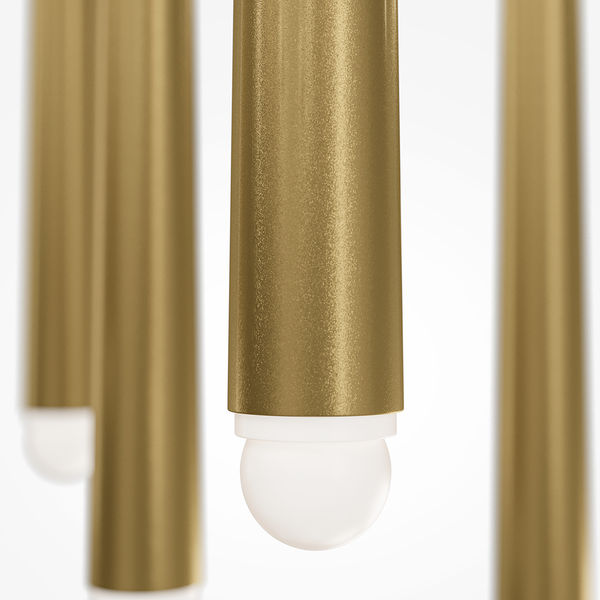 LED-Pendelleuchte Cascade - Klarglas / Aluminium - 5-flammig - Messing