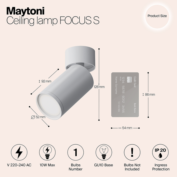 Deckenleuchte Focus S Typ D - Aluminium - 1-flammig