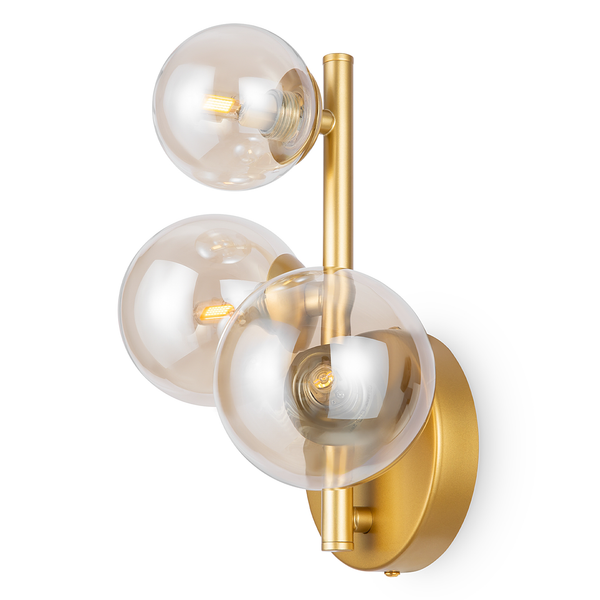 Wandleuchte Dallas Typ C - Farbglas / Mischmetall - 3-flammig