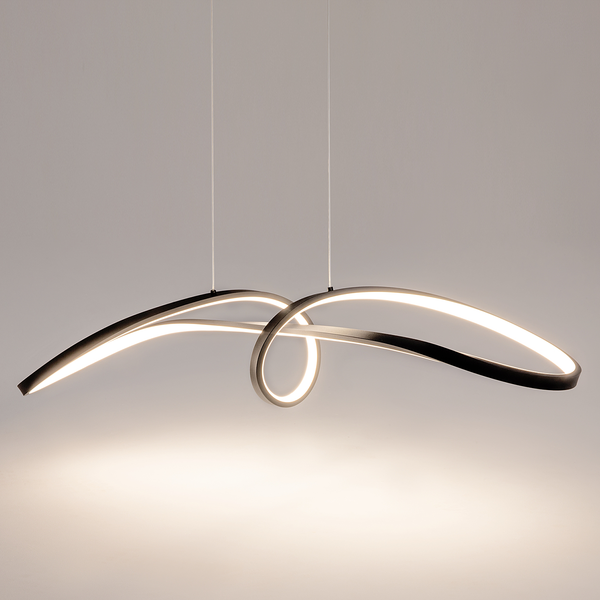 LED-Pendelleuchte Curve - Aluminium - 1-flammig - Schwarz