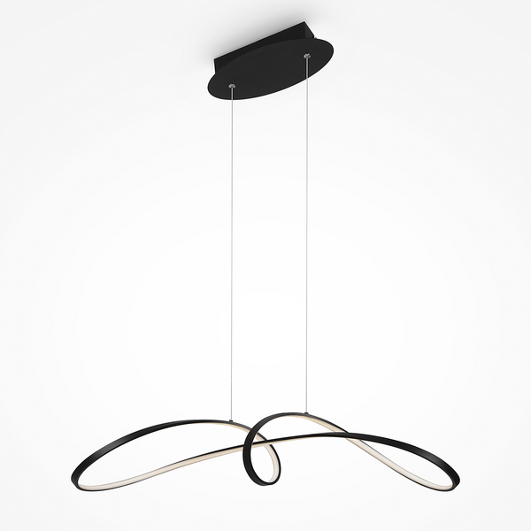 LED-Pendelleuchte Curve - Aluminium - 1-flammig - Schwarz
