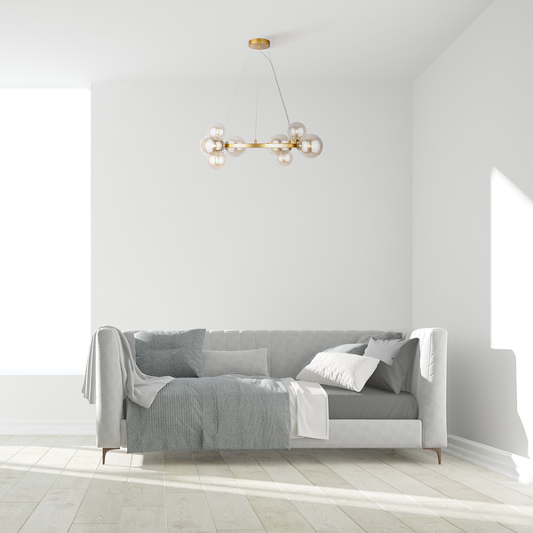 Pendelleuchte Dallas Typ J - Farbglas / Mischmetall - 11-flammig - Gold