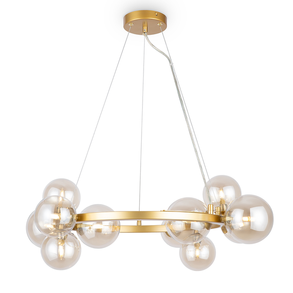 Pendelleuchte Dallas Typ J - Farbglas / Mischmetall - 11-flammig - Gold