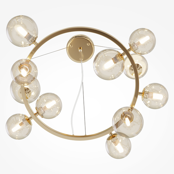 Pendelleuchte Dallas Typ J - Farbglas / Mischmetall - 11-flammig - Gold