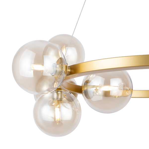 Pendelleuchte Dallas Typ J - Farbglas / Mischmetall - 11-flammig - Gold