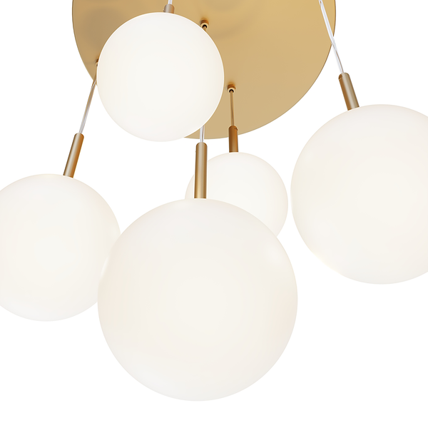 Pendelleuchte Basicform Typ H - Milchglas / Mischmetall - 5-flammig