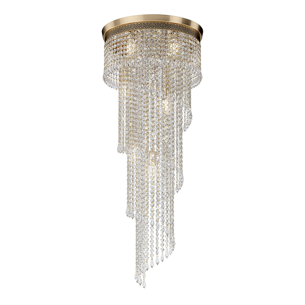 Kronleuchter Cascade - Kristallglas / Mischmetall - Flammenanzahl: 12